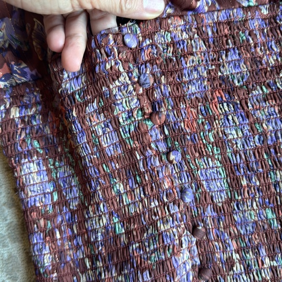 ASTR the Label Arlette Burgundy Floral Smocked Boho Midi Dress, size L - Picture 9 of 11